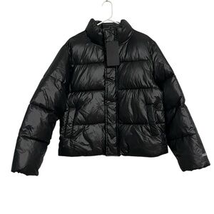 FABLETICS women’s NWT ESSENTIAL PUFFER jacket black shine water resistant sz LG